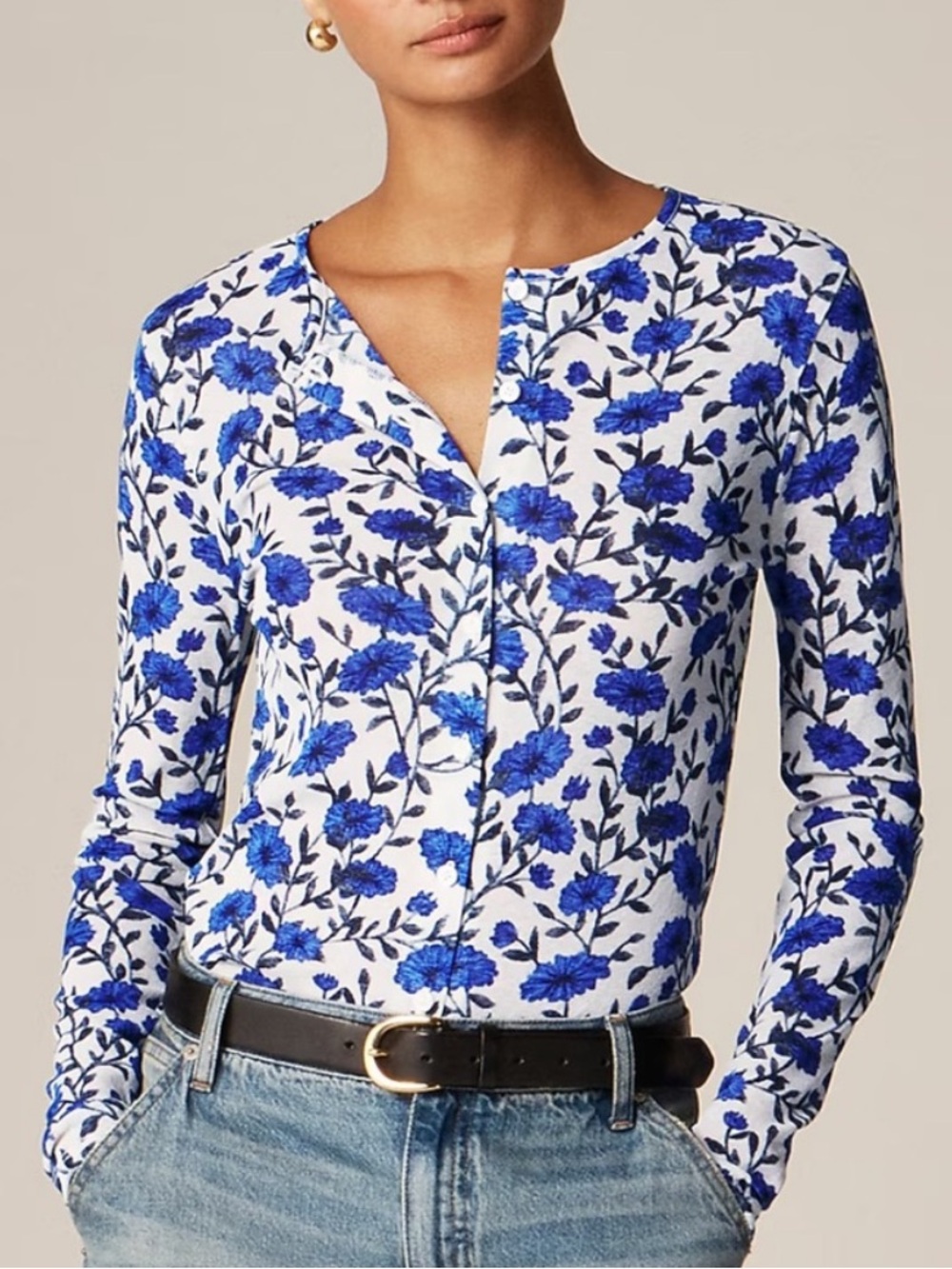 NWT J. Crew Sheer Mesh Floral Cardigan In Blue/White (Small)